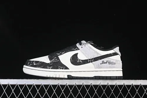 All categories Nk SB Dunk Series Nk SB Dunk Low High-end customized low-top sneakers Nike SB Dunk Low LV co-branded black and gray denim High-end customized low-top casual sneakers SC0601-473